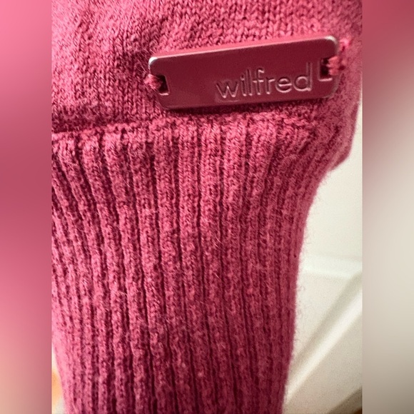 Wilfred Aritzia silk cashmere blend open cardigan medium wine red pockets - Picture 4 of 10